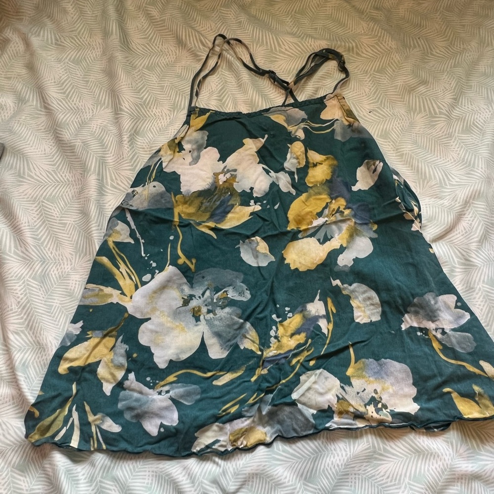dark teal floral tank top